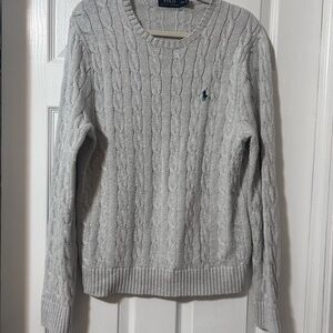Ralph Lauren Men's Gray Cable Knit Crewneck Sweater